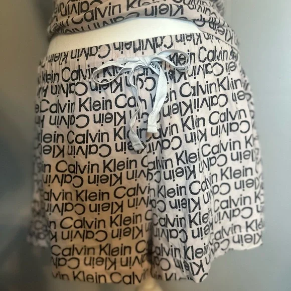 Calvin Klein Logo Print Lounge Set – Tank & Shorts, Size XL - Picture 3 of 8